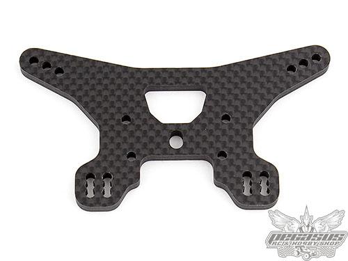 Team Associated B64 Rear Shock Tower, woven carbon fiber