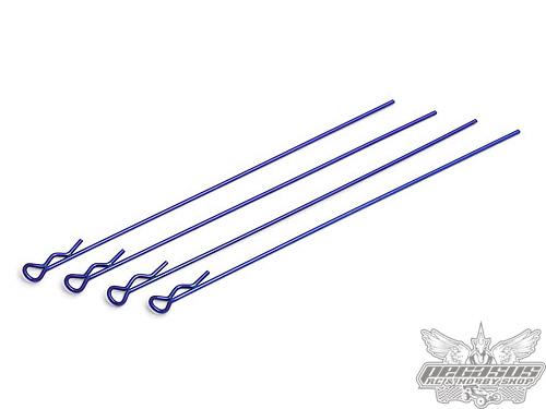 Team Associated FT Body Clips, Metallic Blue Long (4pcs)