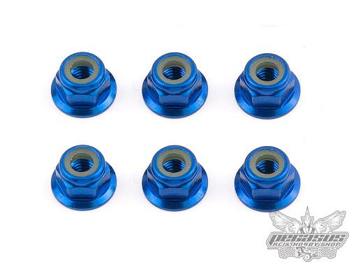 Team Associated FT M4 Flange Locknut, Blue Aluminum (6)