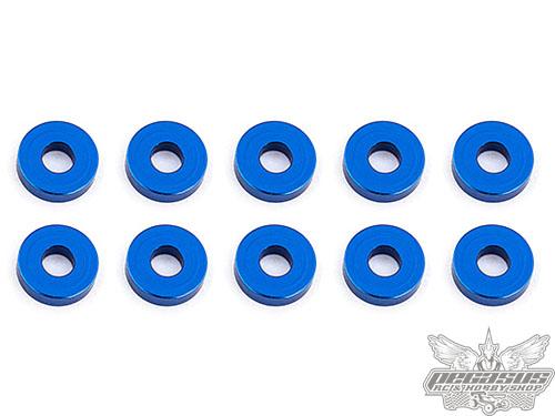 Team Associated Bulkhead Washers, 7.8x2.0 mm, blue aluminum