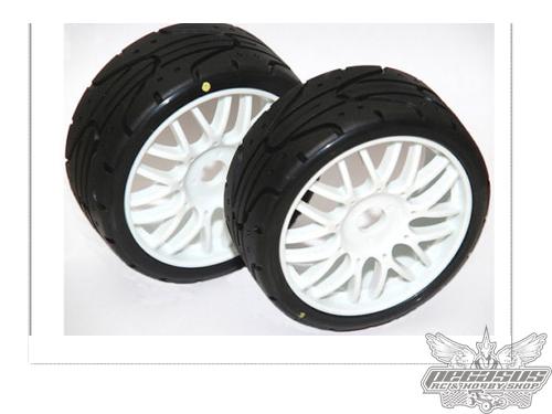 Tourex Rallygame tires (2) GT50 glued white rims Soft