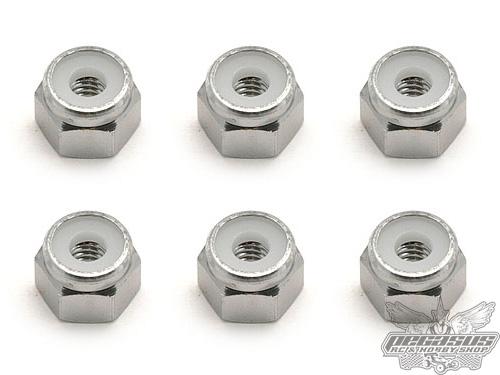 Team Associated 8-32 Aluminum Locknut, Silver (6pcs)