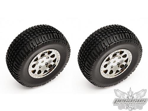 Team Associated KMC HEX Wheel/Tire, Chrome (Hex)