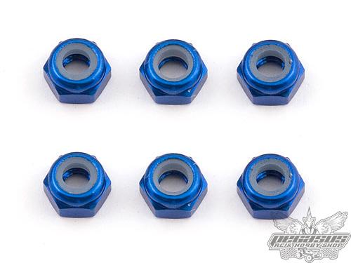 Team Associated FT M3 Locknut, Blue Aluminum (6pcs)