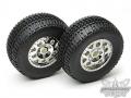 RC car remote control Team Associated SC10 Tire/Wheel Combo, Chrome Wheels (Non-Hex)