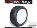 RC car remote control Tourex tires (2pcs) X300 with foam Medium (White Wheel) Glued