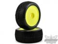 RC car remote control JConcepts Subcultures - green compound - Elevated, yellow wheel 1/8th truck tire - pre-mounted 2pcs