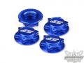 RC car remote control JConcepts Fin, 1/8th serrated light-weight wheel nut (fine thread) - closed end - blue