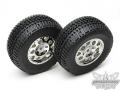 RC car remote control Team Associated SC10 Tire/Wheel Combo, chrome wheels, rear (non-hex)