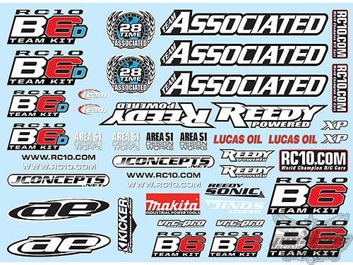 Team Associated B6 Decal Sheet