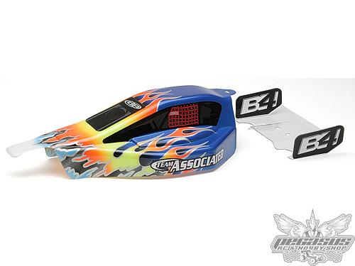Team Associated B4 Painted Body,Flames, Blue Background
